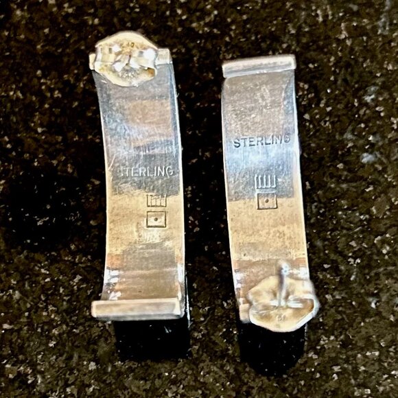 Native American Hopi Sterling Silver Hoop Earrings - Picture 4 of 4